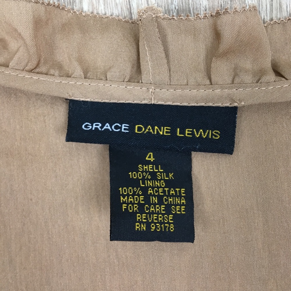 Grace Dane Lewis 100% Silk Carmel Ruffle Tank Cami - Picture 6 of 6